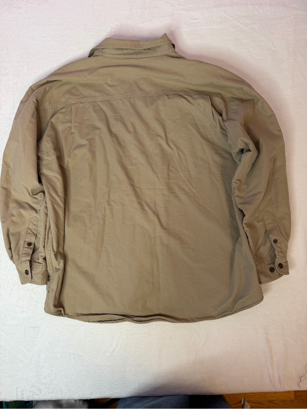Vintage Y2K Stanley Flannel Lined Work Shirt Jacket XXL Beige Shacket - Picture 6 of 6
